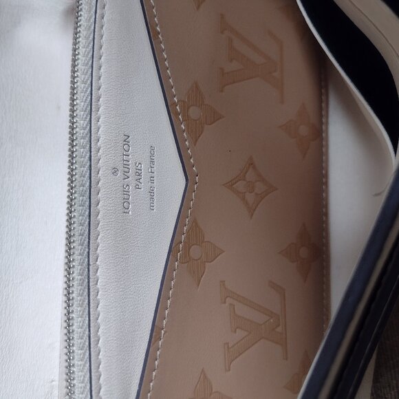 💯% Authentic Louis Vuitton Cuir Plume Wallet/Crossbody BICOLOR Dune/Taupe - Picture 3 of 14